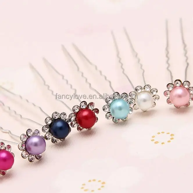 
Fancylove Jewelry U shape hair sticks hair pins with pearls and crystals flower artificial bridal hair accessories 