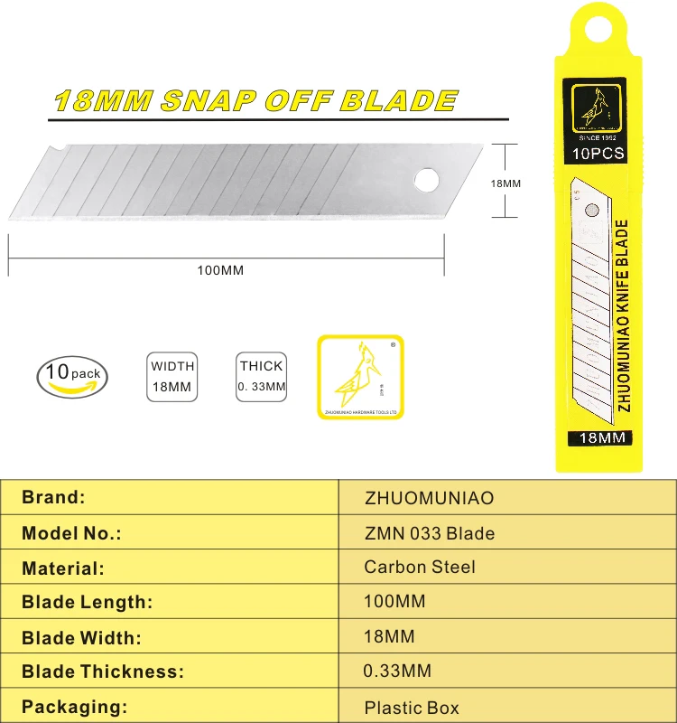 18mm Utility Knife Snap Off Cutter Blades