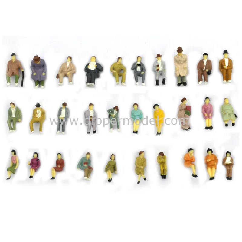 1:87 HO scale exquisite quality miniature plastic seated color model human figures for train model and architecture model