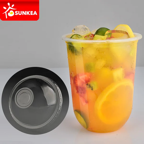 
500 ml U shape PP plastic milk tea cup 