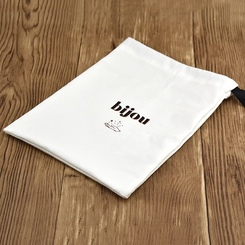 Recyclable Biodegrada Custom Logo Recyclable Printing Personalised Natural Organic Muslin String Cloth Drawstring Cotton Bags