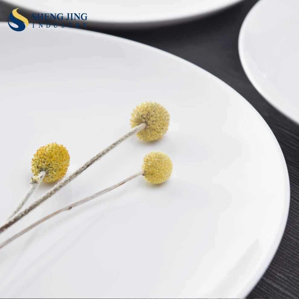 Shengjing Cheap High Quality Custom Logo White Round Ceramic Dinnerware Restaurant Porcelain Dinner Plate