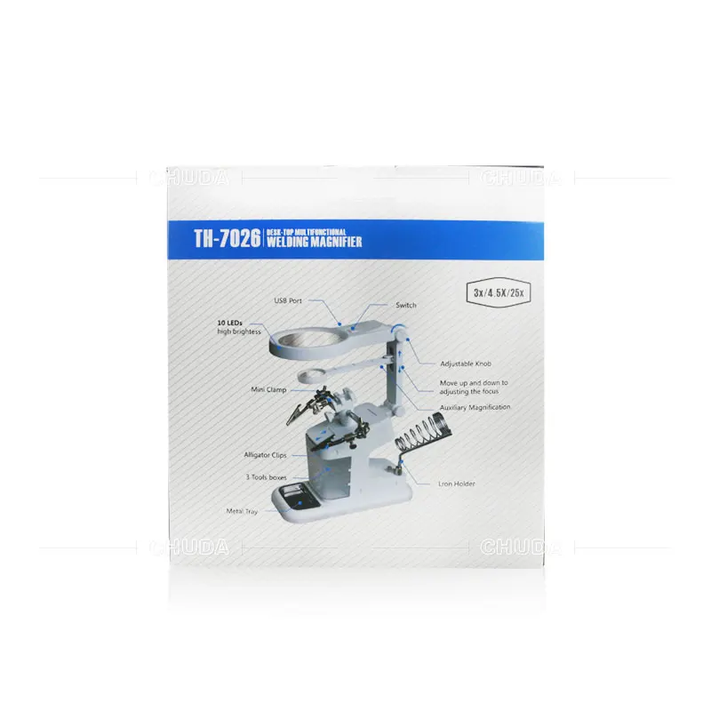 3X 4.5X Desktop Welding LED Third Hand Magnifier With USB