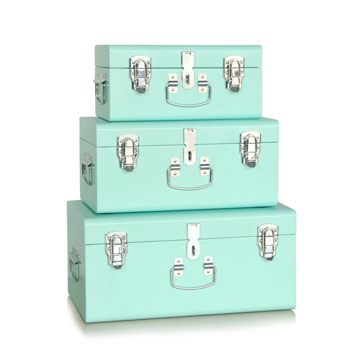 Home Design Metal Storage Trunk box Set With metal Decorative