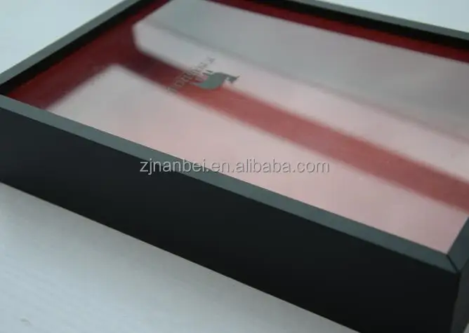 Custom logo painted color wooden shirt gift box transparent lid boxes