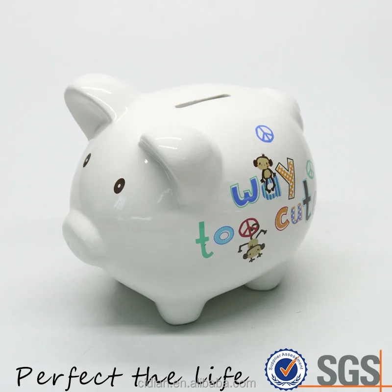 Ceramic custom piggy banks for coin storage