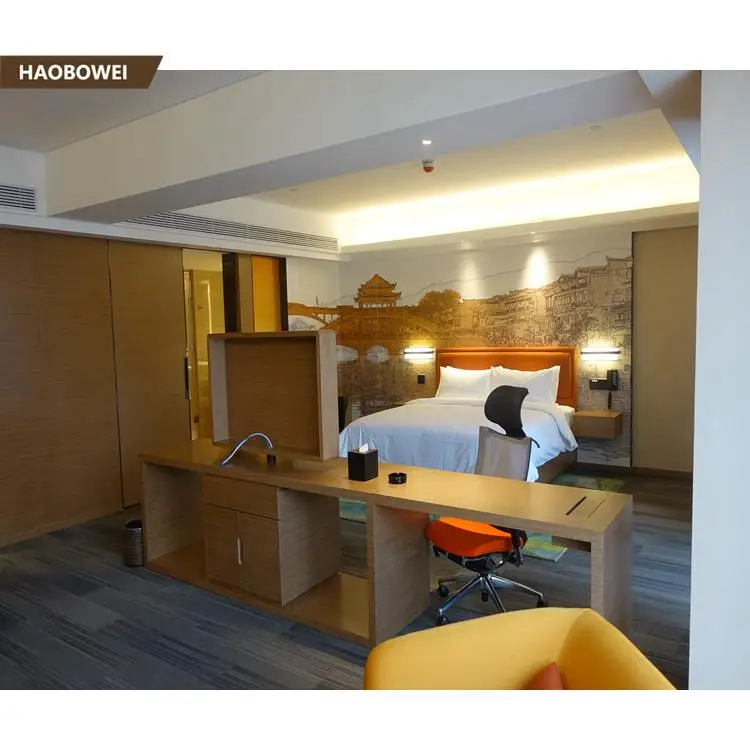 
World brand Hampton by Hilton wooden modern customized high quality hotel bedroom furniture 