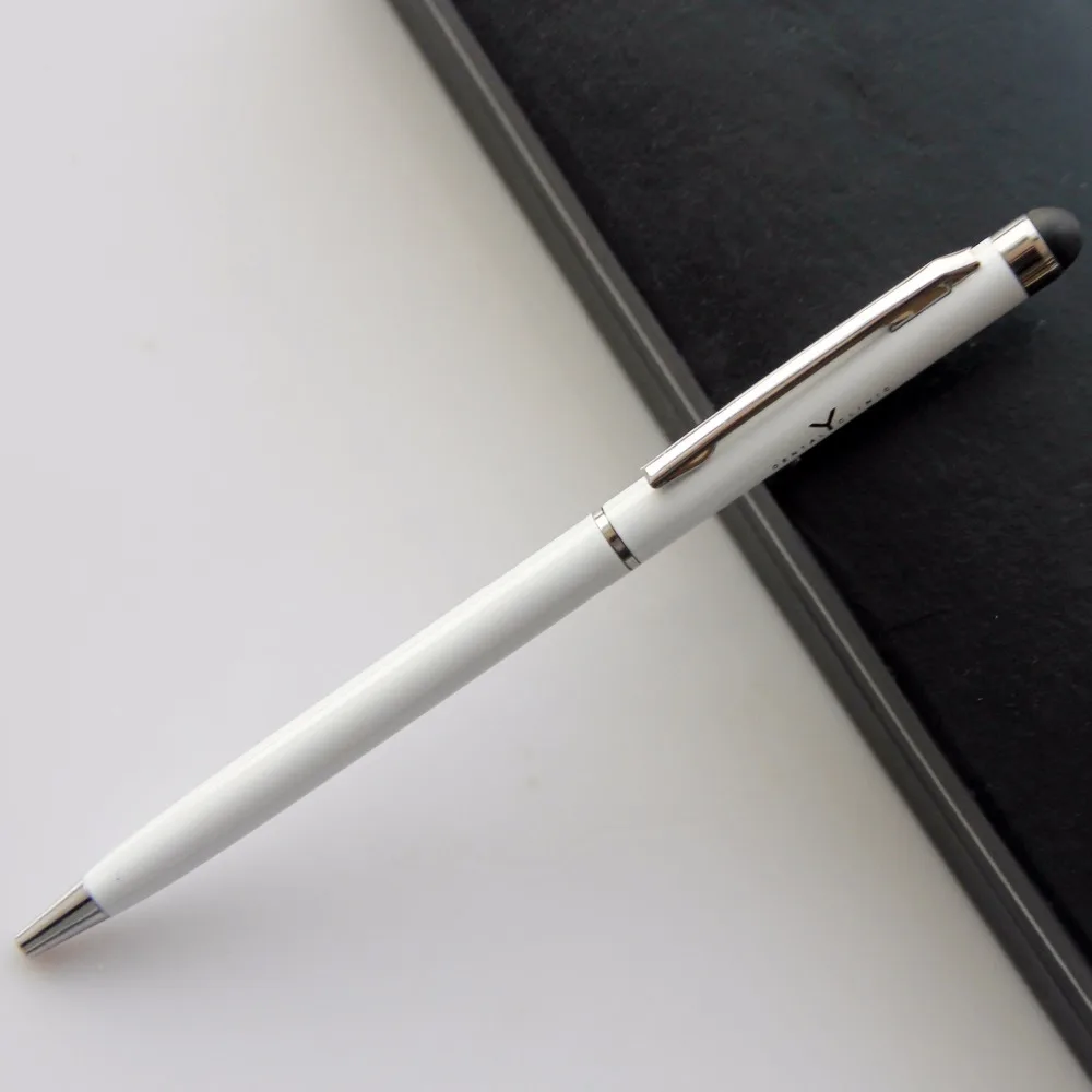 Jingda custom wholesale silk screen print logo touch pen metal hotel pen with stylus