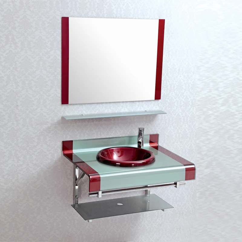 Good Quality Baking Finish Two Pieces Bathroom Glass Basin Sink Factory