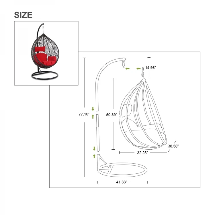 Hot Selling Rattan Wicker Single Swing Chair Rocking Chair Garden Patio Leisure Hammock