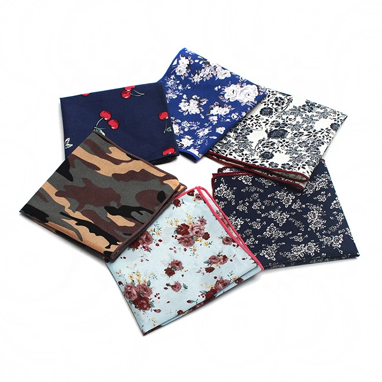 
 Жаккард 100% хлопок Печатный винтажный платок Карманный квадратный на заказ  