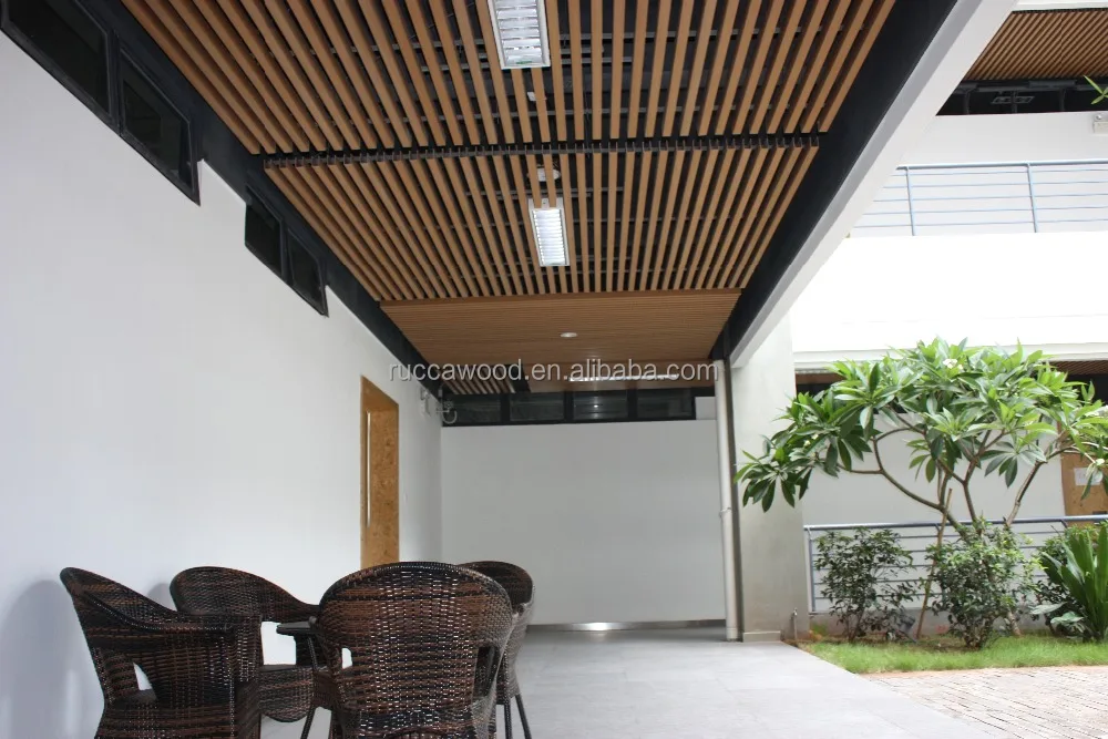  Rucca WPC/дерево ПВХ интерьер современный искусственный декоративный деревянный потолок для сборного дома 40*55