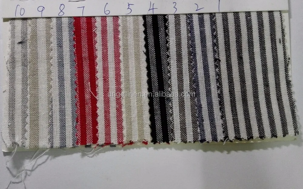 stone washed linen/cotton color woven stripes fabric in small quantities and many colors for wholesale