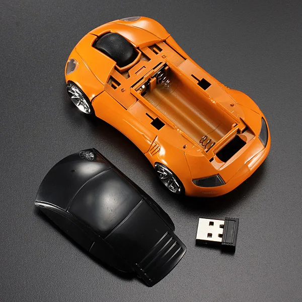 Brand New High Quality Orange Computer Laptop 1600DPI Mouse Optical Mice 3D 2.4G USB Wireless Car Shaped