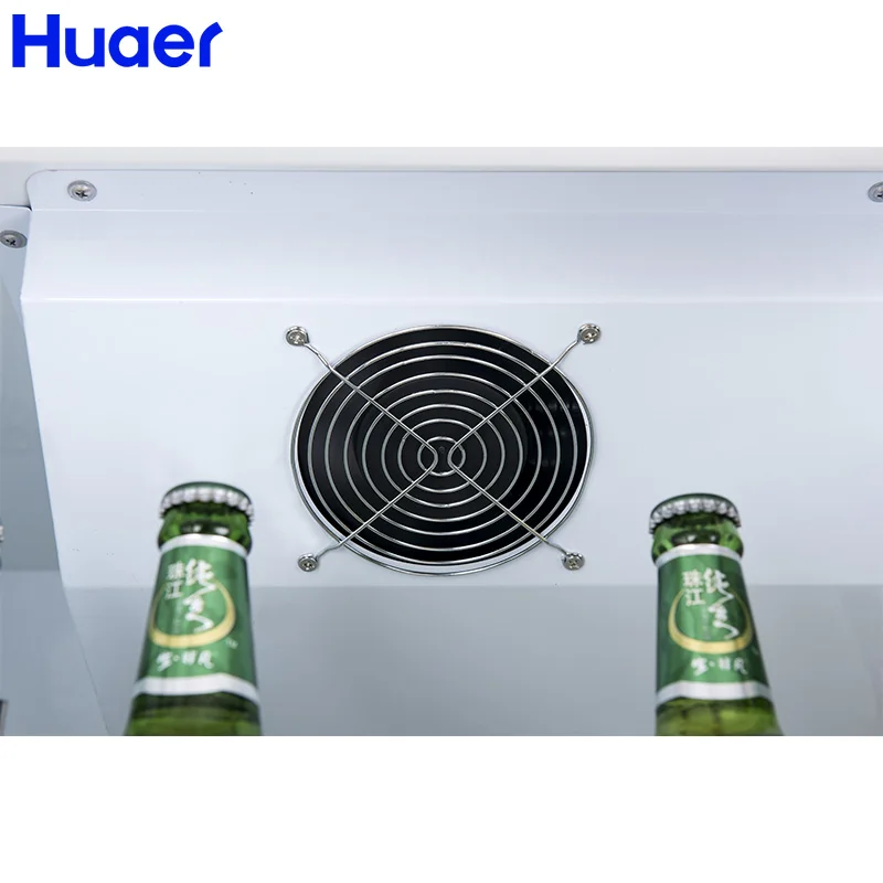 LED blue light clear glass door refrigerator mini beer fridge