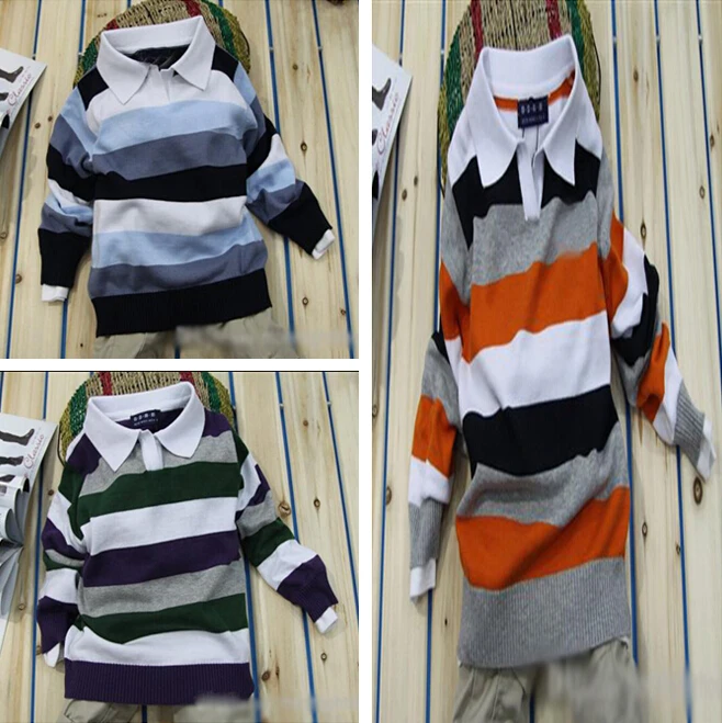 baby boy sweater hot sale boys clothes Lapel striped sweater kids clothing clothes for boys simple