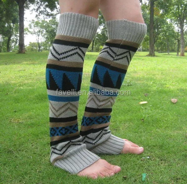 Модные жаккардовые вязаные ацтекские гетры для девочек