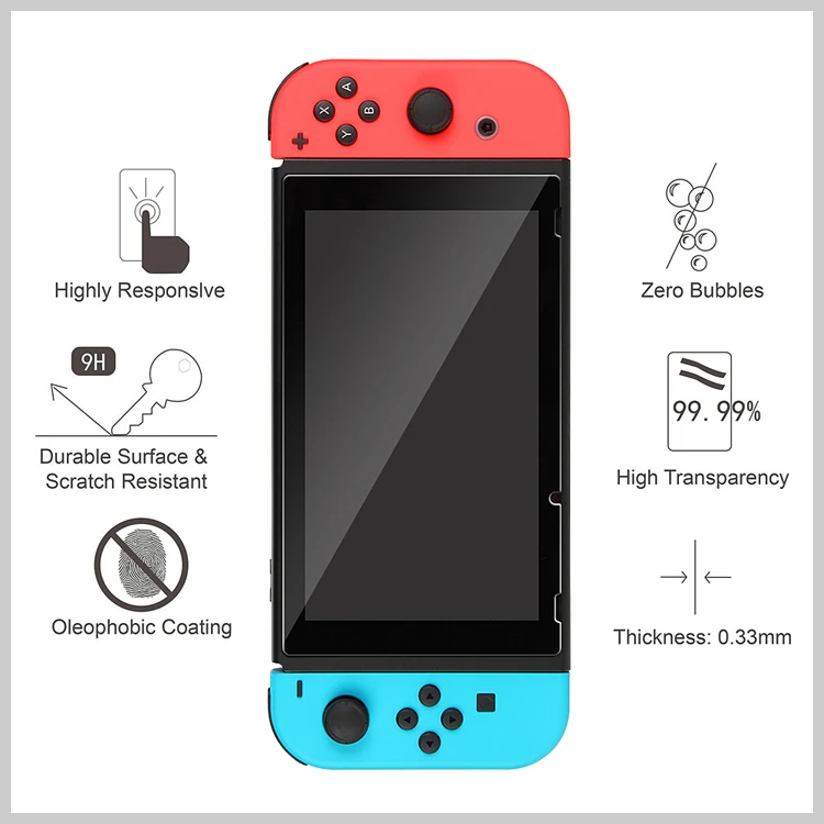 
9H Protective Tempered Glass Screen Protector Film Cover For Nintendo Switch NS Accessories 