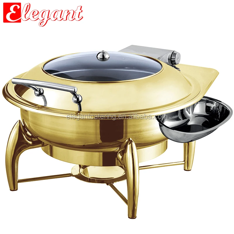 6L/9L yubao buffet hydraulic luxury golden chafing dish with fuel