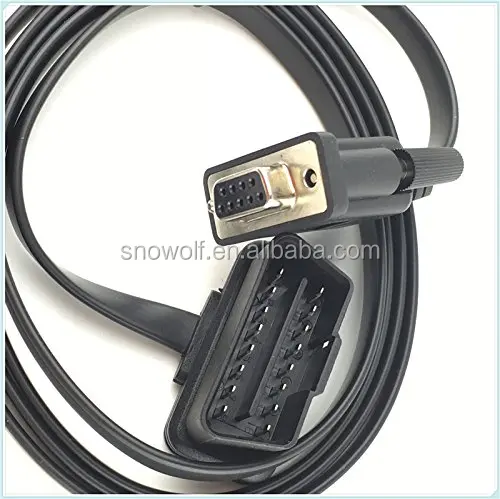 Vahicle OBD2 16PIN Flat-Noodle OBD2 16Pin to DB9 Serial Port Adapter Cable OBDII to DB9 16Pin M to DB9 F RS232 Cable for Car
