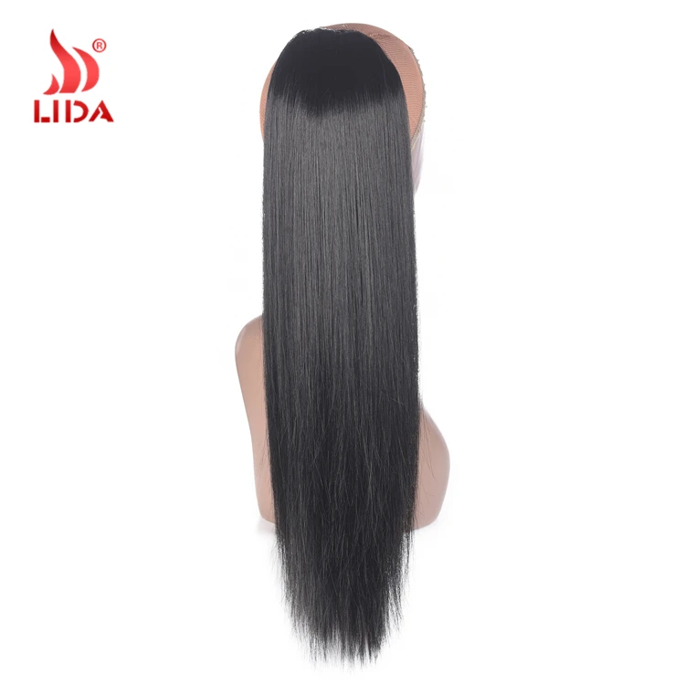 Lida silk straight synthetic drawstring ponytail hair extension wig 18-24 inches