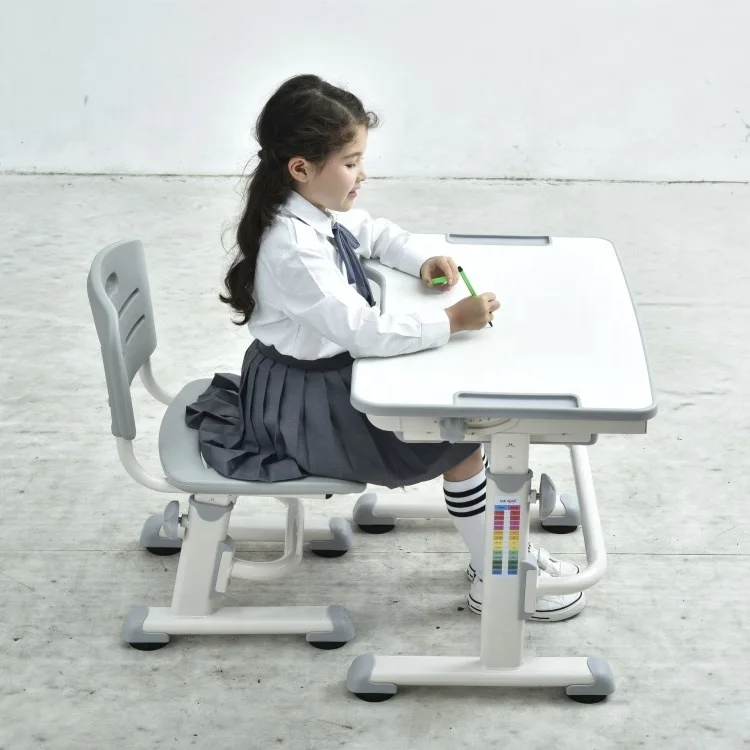 Height Adjustable kids table and chair Large Storage Children Study Desk Kids Learning Table With Storage Drawer