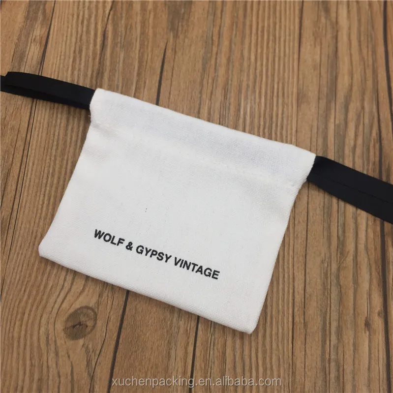 Thick beige cotton dust pouch canvas jewelry bag