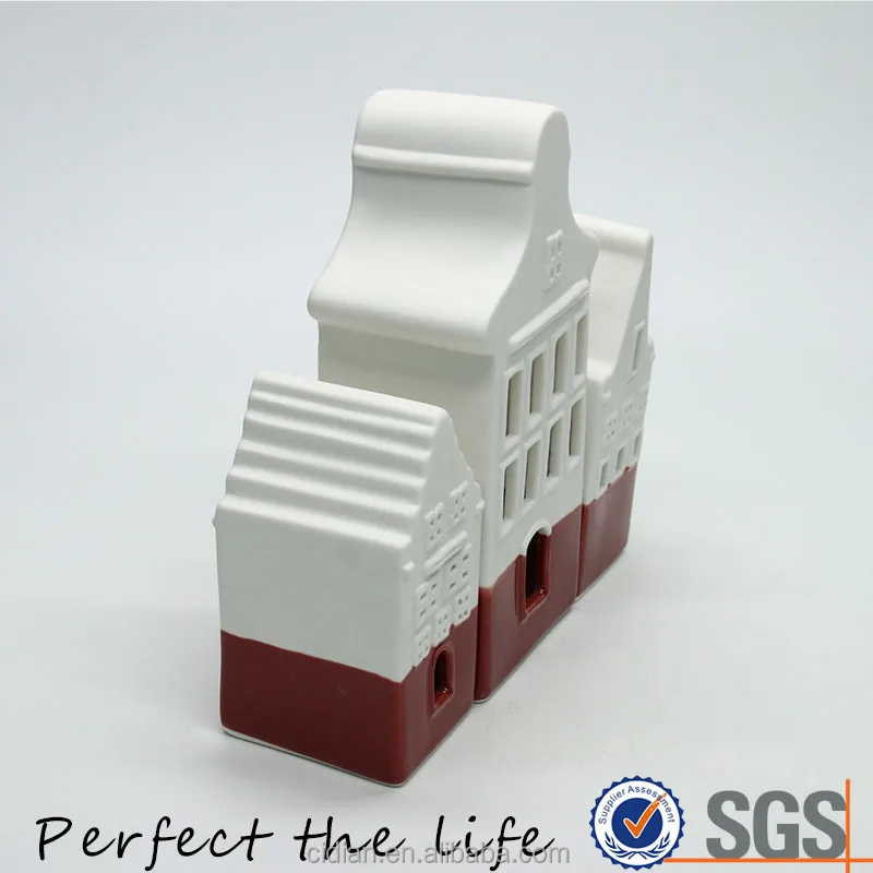 3 pieces Ceramic Village House Building for Gift Set