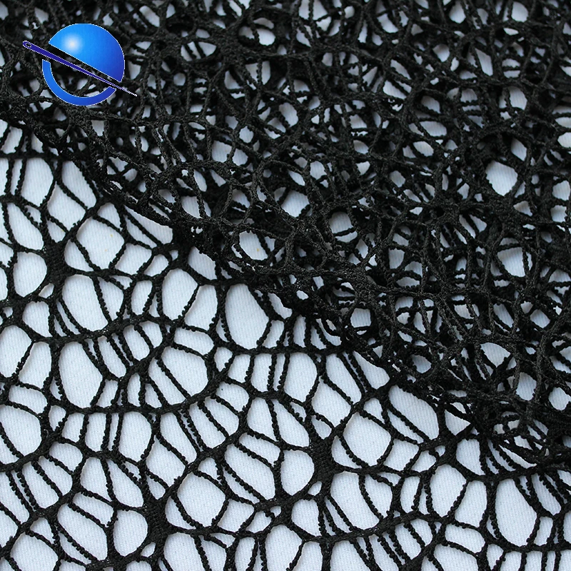 Wholesale stocklot decoration spider net mesh fabric for fashion wear garment  in weft jacquard knitted fabric