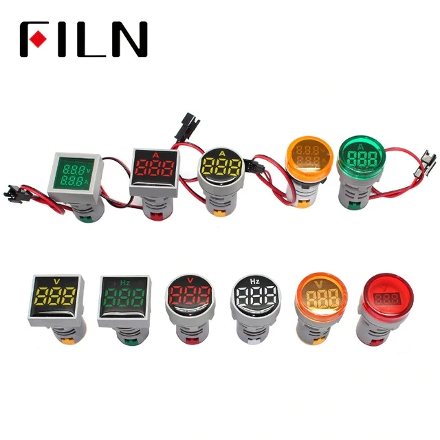  Filn 22 мм 0-100A цифровой амперметр индикатор светодиодная лампа квадратный световой сигнал переменного тока