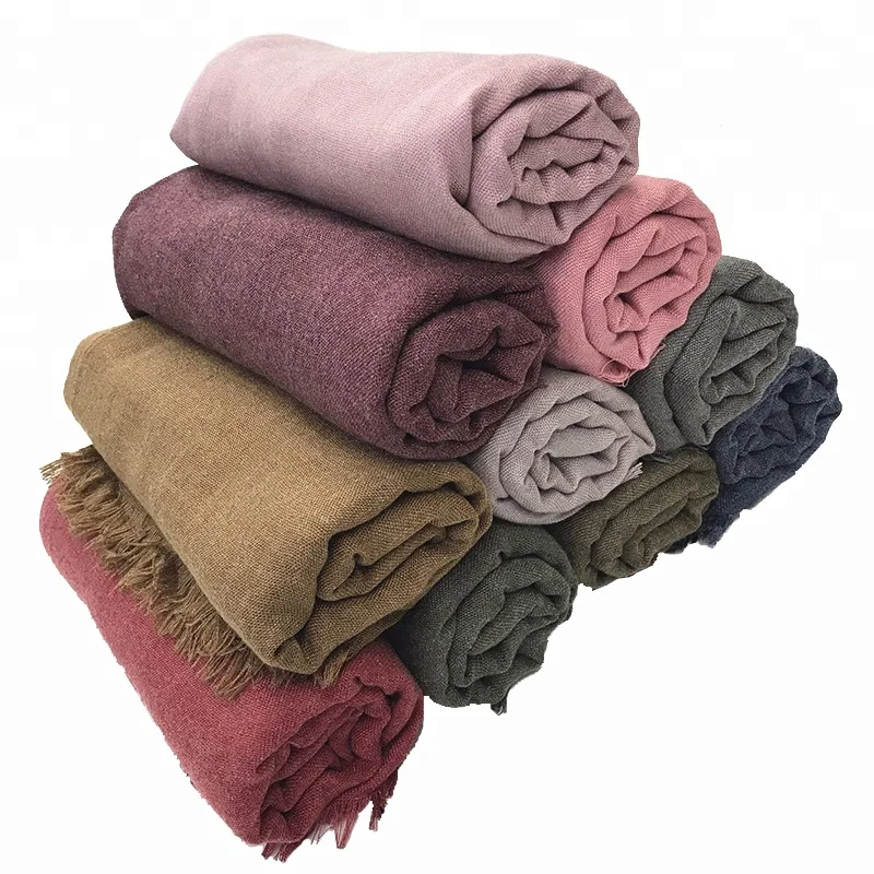 Wholesale Spring Autumn Winter High Quality Fashion Literature And Art Women Plain 100% Cotton Voile Tassel Shawl Scarf