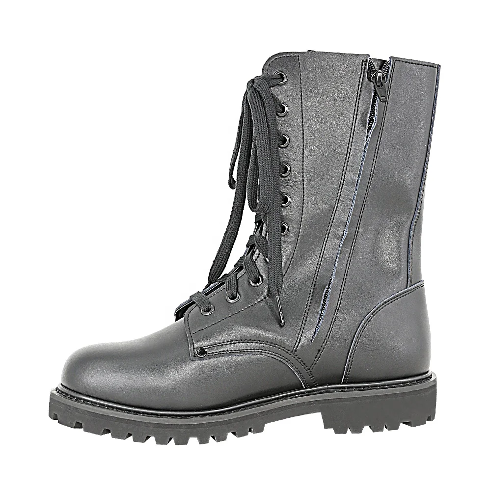 KMS Hot Sale Custom Black Leather Tactical Boots Waterproof Black Tactical Outdoor Training Boots