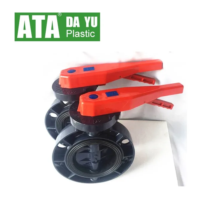 JIS 12 hole 8inch de200 big size rubber epdm seated pvc-u wafer butterfly manual handle lever gear valve