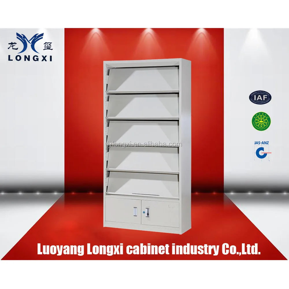 High quality Steel Library magazine rack /magazine books display shelf/School library furniture