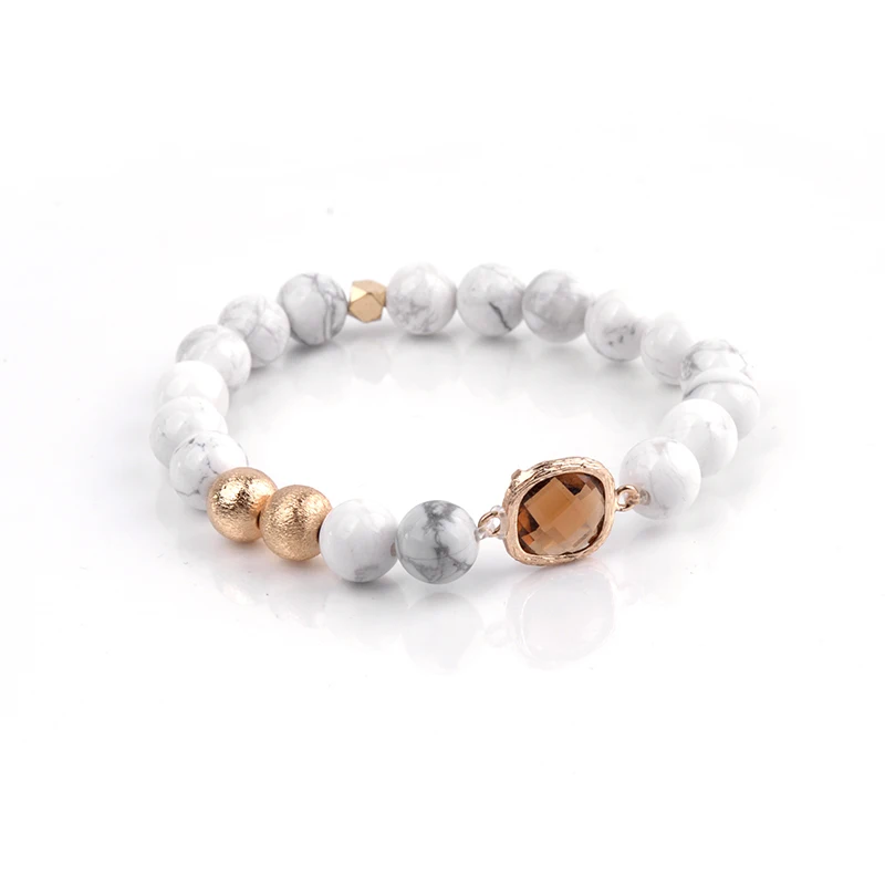 
Wholesale Handmade Natural Stone Beads Crystal Glass Gemstone Charm Stretch Bracelet Jewelry 