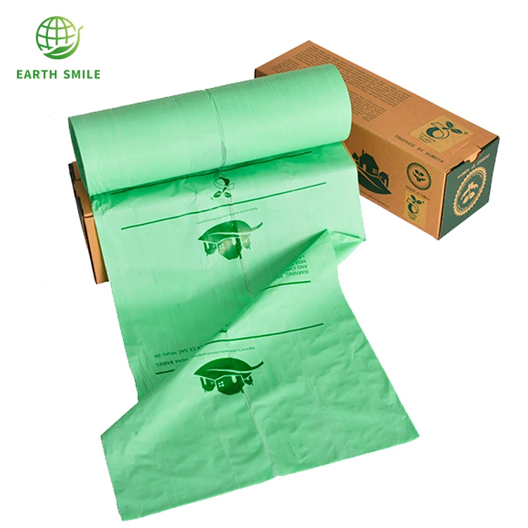 BPI Certified Logo Custom Printed Eco Friendly Black Blue Bio Compostable Bags Antistatic Clear Degradable Trash Bags On Roll