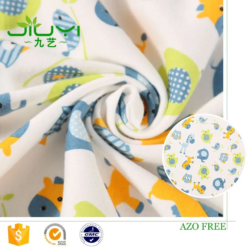 Wholesale 100% cotton interlock cheap custom elephant animal pictures print baby wear fabric