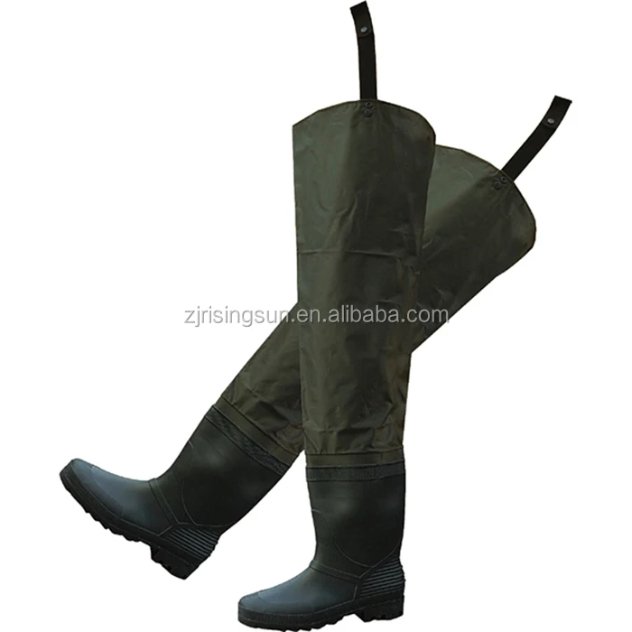 Fisherman Boots Nylon Thigh Wader Long Safe Shoes Outdoor Wader Guard Hip Boots Waterproof Rain Pants for Sport Fishing