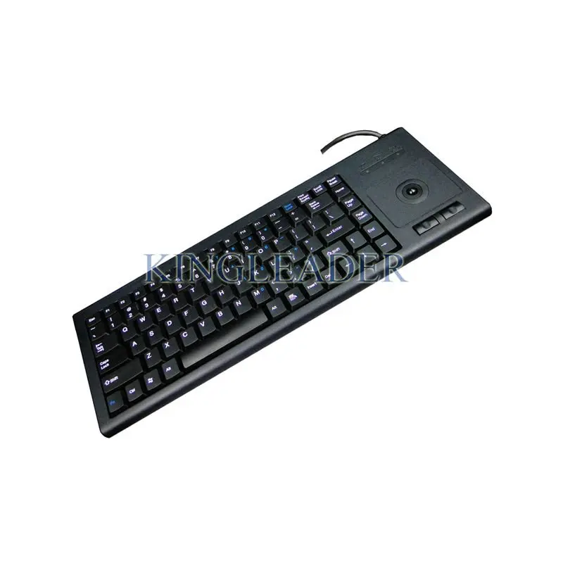 Compact rugged plastic keyboard with FN key and mini trackball mouse