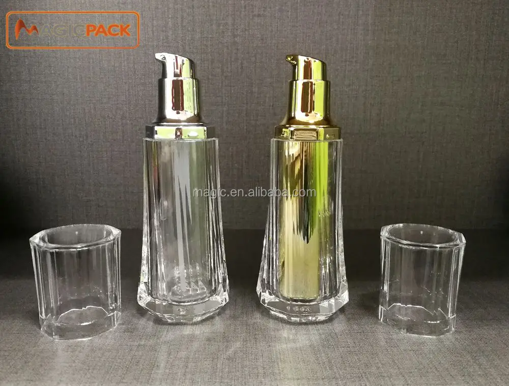 
Essential Oil Bottle Crystal Shiny Serum Bottles Skin Care Pump Container New Design Skirt Edge Luxury High End Acrylic 