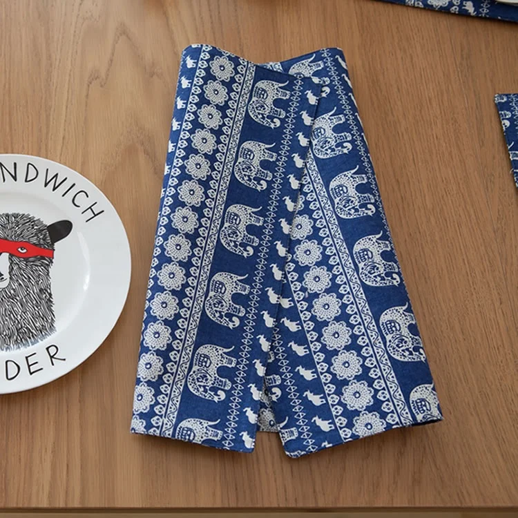 
Bohemian custom rectangle classic linen cotton fabric printed table mats 