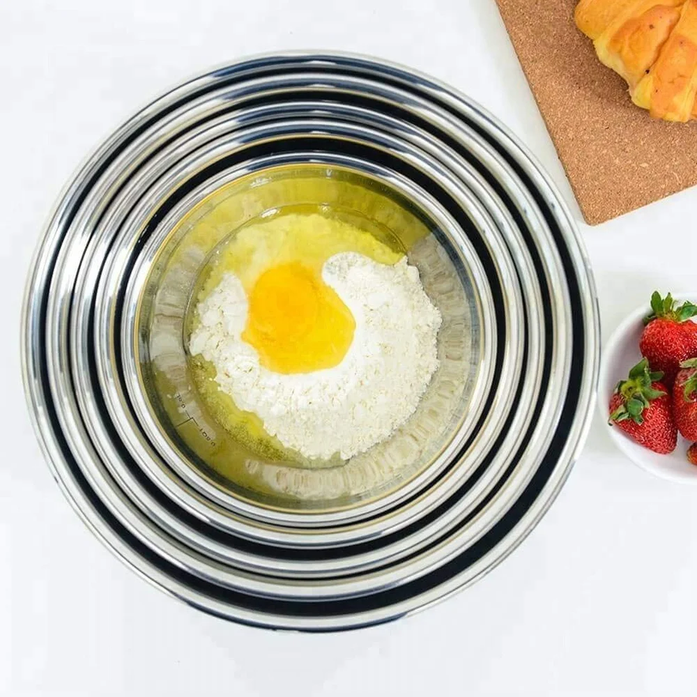 New design Nordic kitchenware grater metal bowl / deep stainless steel mixing bowls with lids set