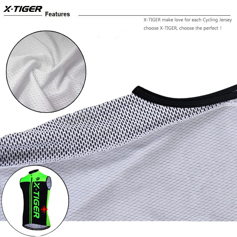 X-TIGER Summer Sleeveless Cycling Vest Men Mountain Bike Jersey Ropa Ciclista Maillot Ciclismo Racing Bicycle Clothing