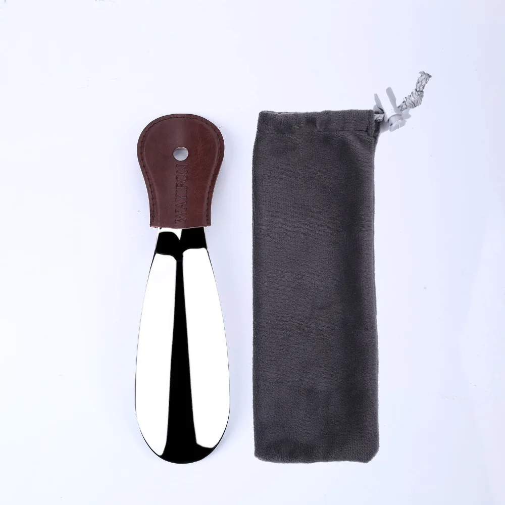 
Durable and Portable Leather Cover Stainless Steel Shoe horn with Bunch pocket 