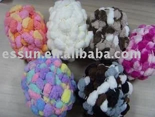 100% Polyester soft Pompon Fancy Yarn for hand knitting