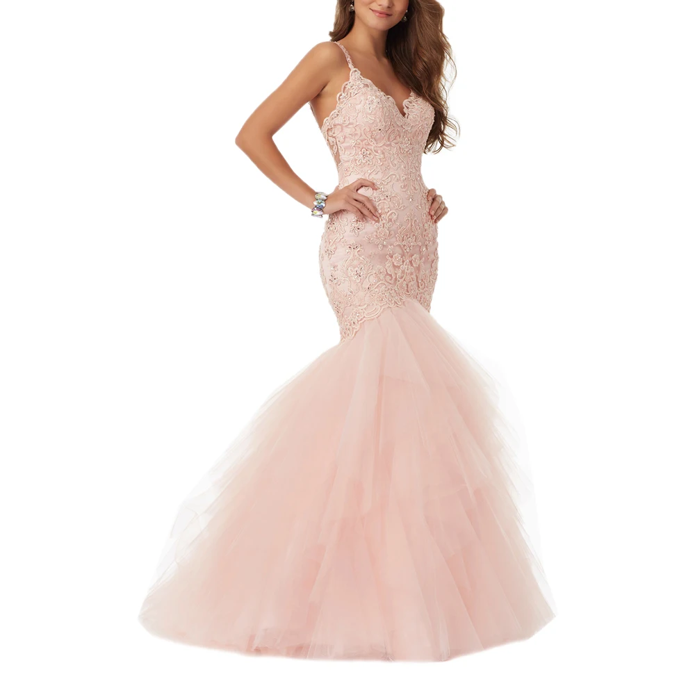 Spaghetti strap mermaid prom dresses sexy lace wedding dress bridal gown 2022 evening dress