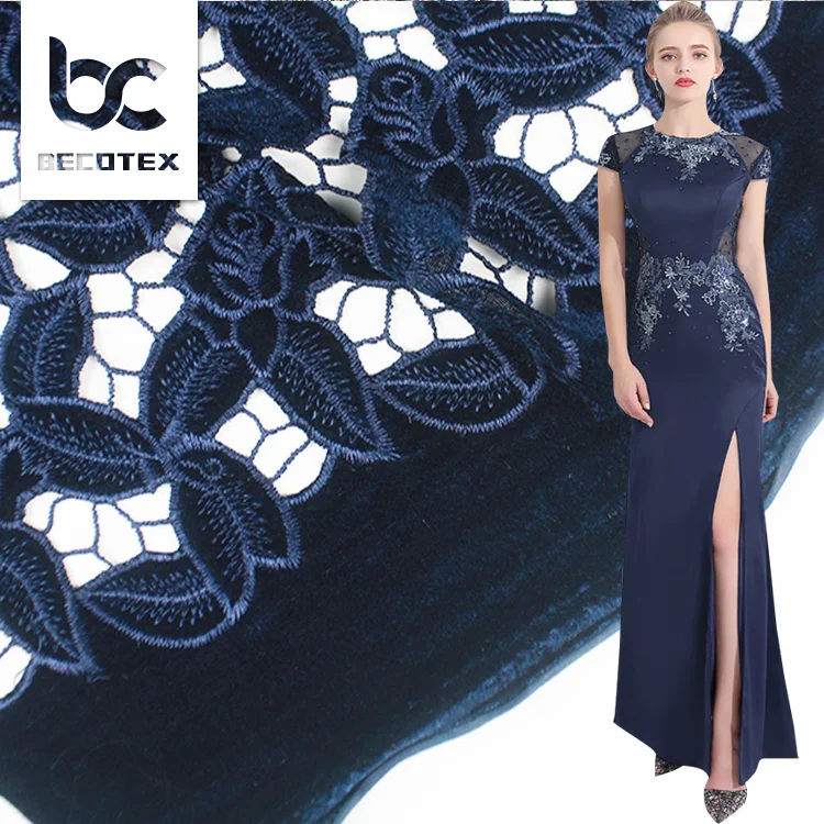 Latest fashion velvet embroidery fabric velvet lace fabric african velvet lace