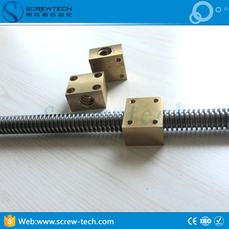 Customized Square brass nut trapezoidal lead screw Tr22x5 for wood cnc router