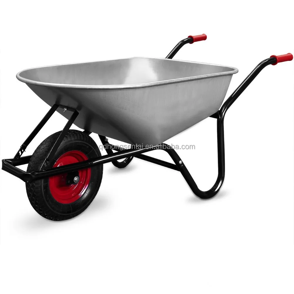 100 liter 200kgs Load Garden and Concrete Fort Schubkarre German Market Metal Galvanized Wheelbarrow