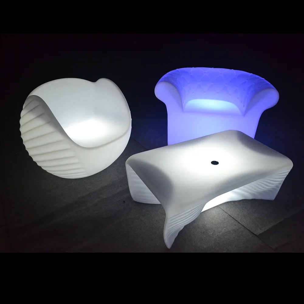 
Rechargeable Battery Powered 16 Colors Lighting Illuminated Hotel Restaurant Nightclub Furniture Sofa Set Led Bar Sofa 